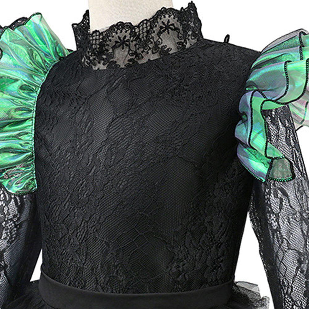 Wicked Elphaba Kids Children Black Lace Gown Halloween Carnival Party Cosplay Costume
