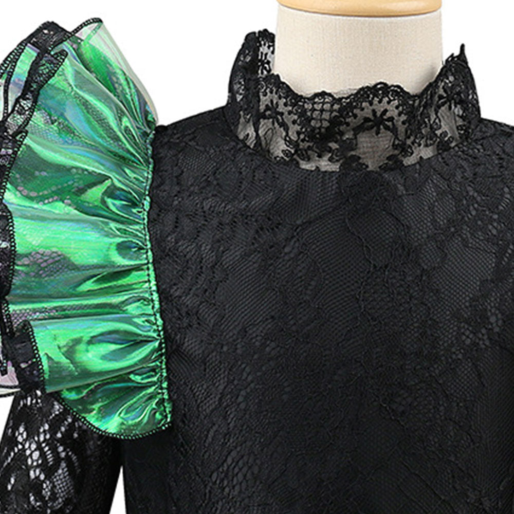 Wicked Elphaba Kids Children Black Lace Gown Halloween Carnival Party Cosplay Costume