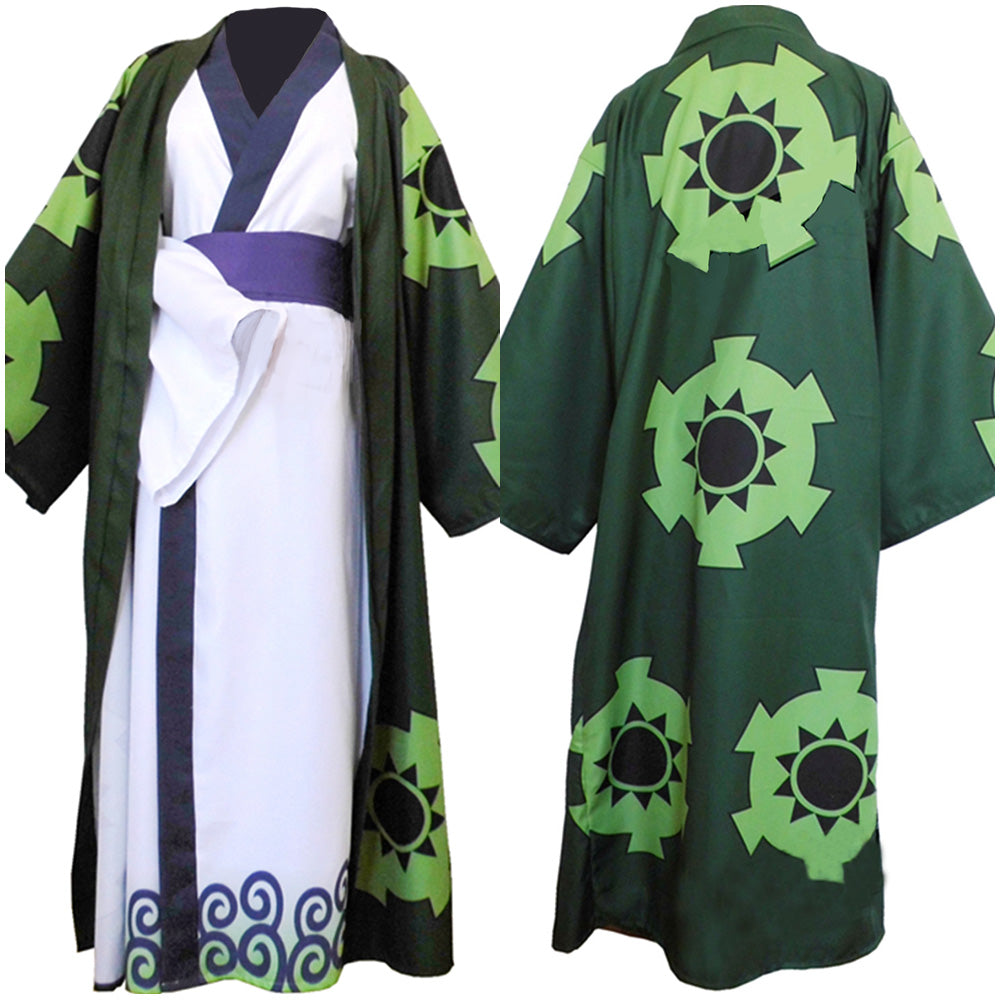 One Piece Roronoa Zoro Cosplay Costume Kimono Robe Outfits Halloween Party Suit