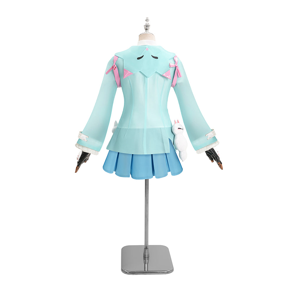 Overwatch Kiriko Rainy Day Skin Blue Coat Skirt Set Outfits Halloween Carnival Cosplay Costume
