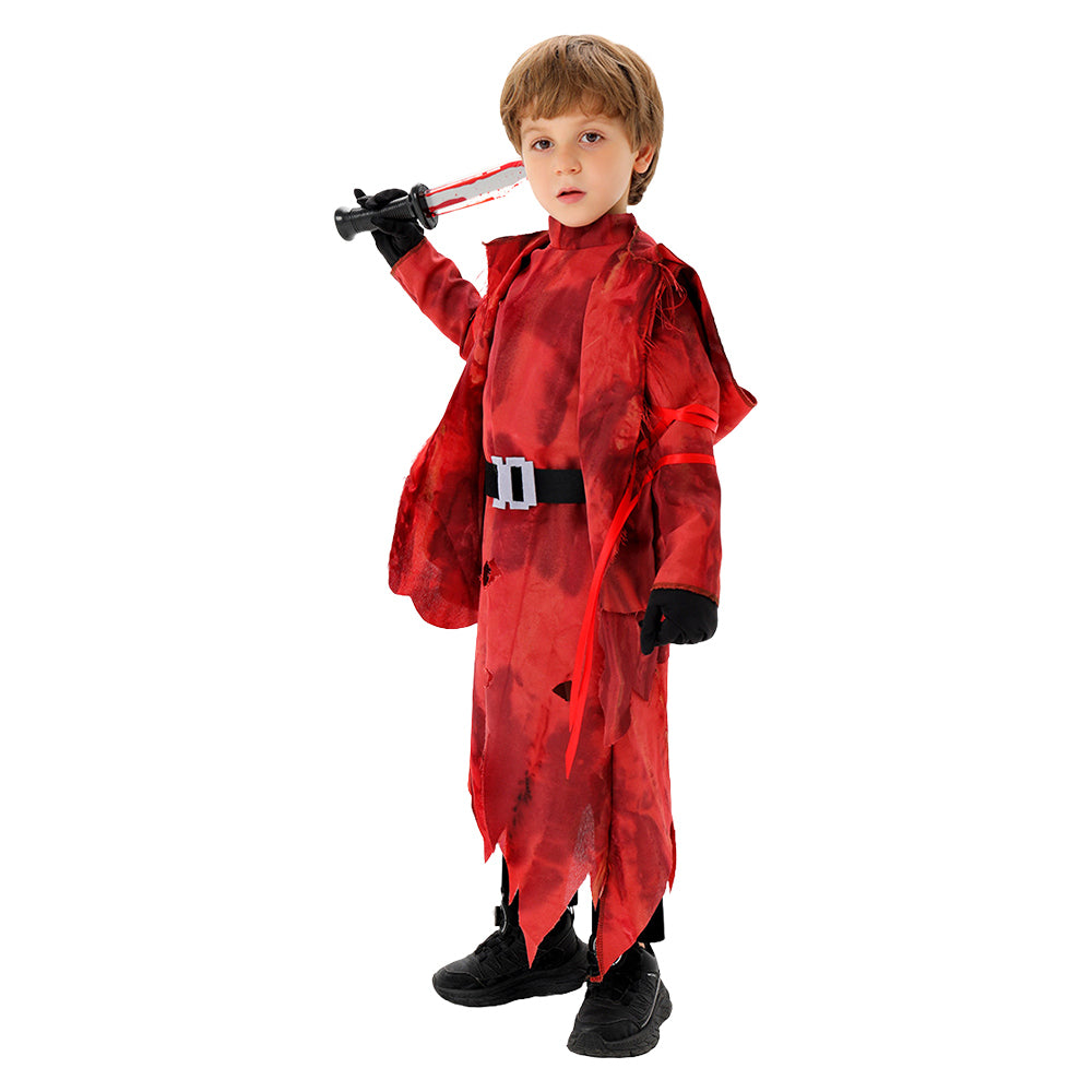 Dead by Daylight Ghost Face Kids Children Red Coat Mask Set Halloween Carnival Party Cosplay Costume