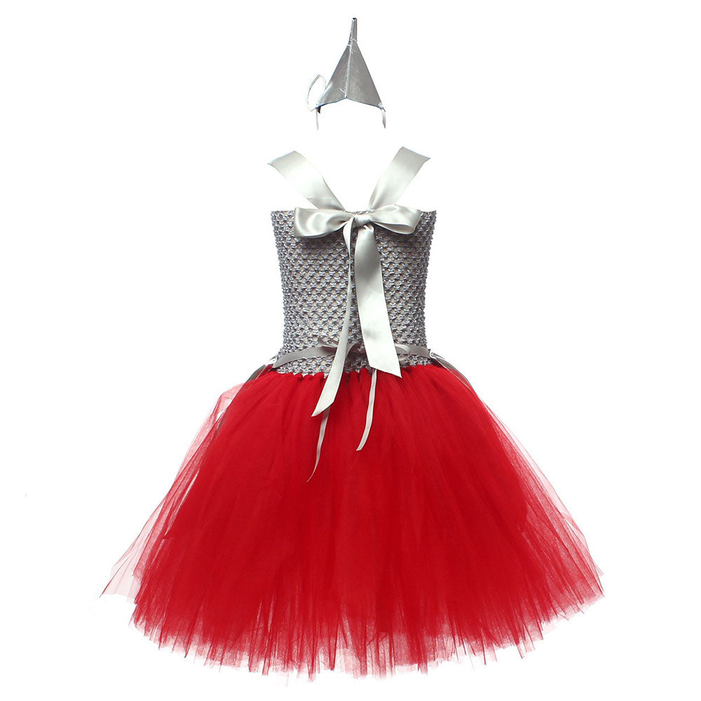 The Wizard of Oz Tin Man Kids Children Silver Tutu Dress Carnival Halloween Cosplay Costume