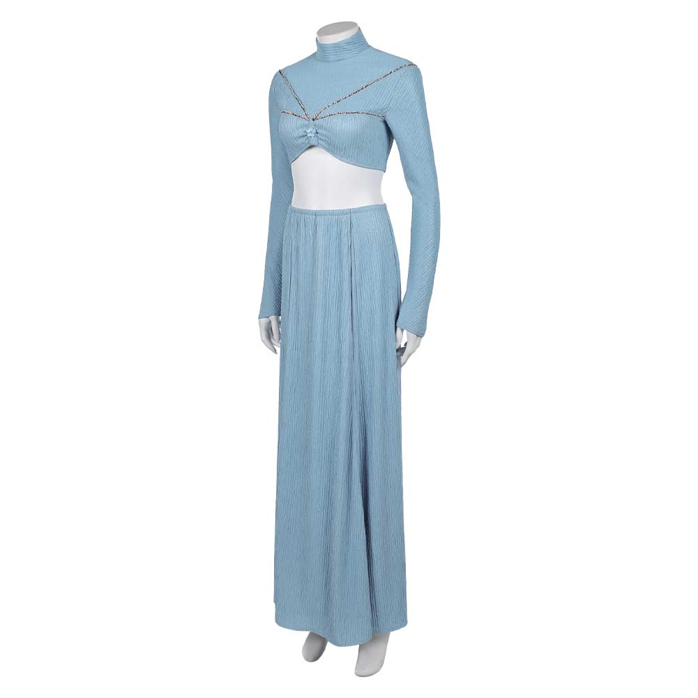 Attack of the Clones Padme Amidala Women Blue Low Back Gown Halloween Carnival Party Cosplay Costume