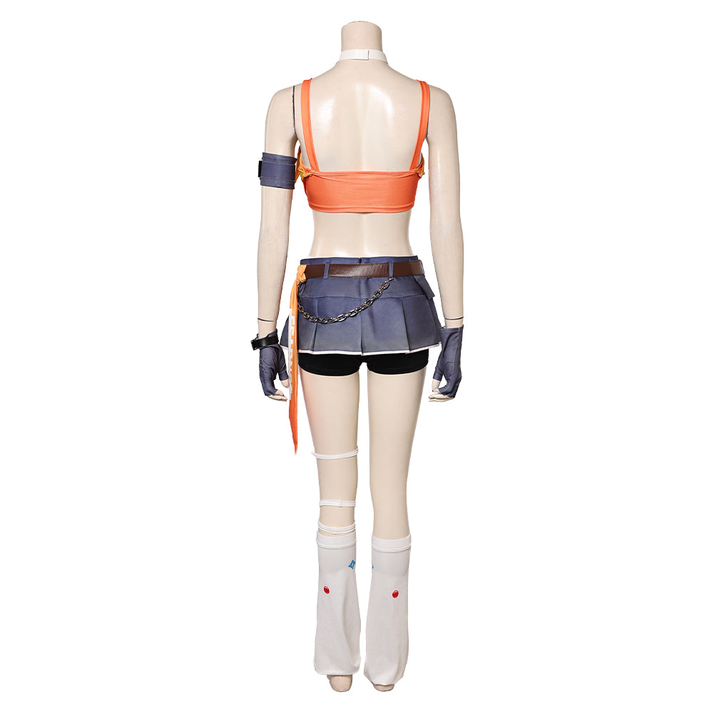 Overwatch Mercy LE SSERAFIM Women Orange Top Shorts Set Outfits Halloween Carnival Cosplay Costume