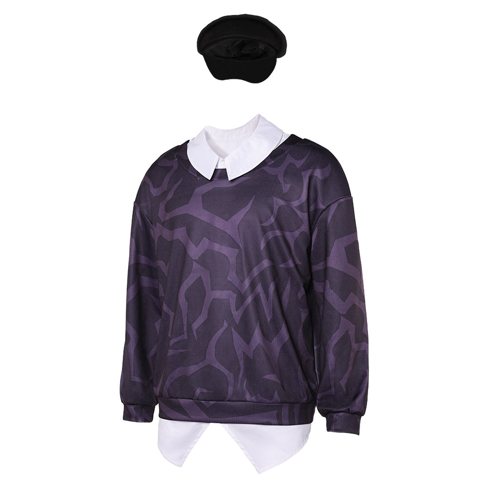 Kpop Demon Hunters Baby Saja Demonic Pattern Shirt Hat Set Halloween Carnival Party Cosplay Costume
