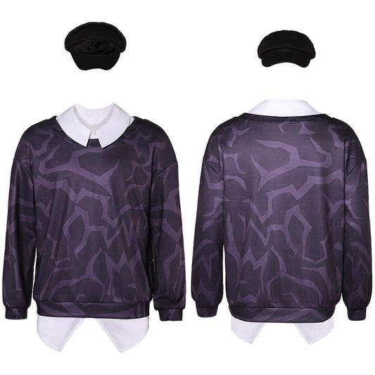 Kpop Demon Hunters Baby Saja Demonic Pattern Shirt Hat Set Halloween Carnival Party Cosplay Costume