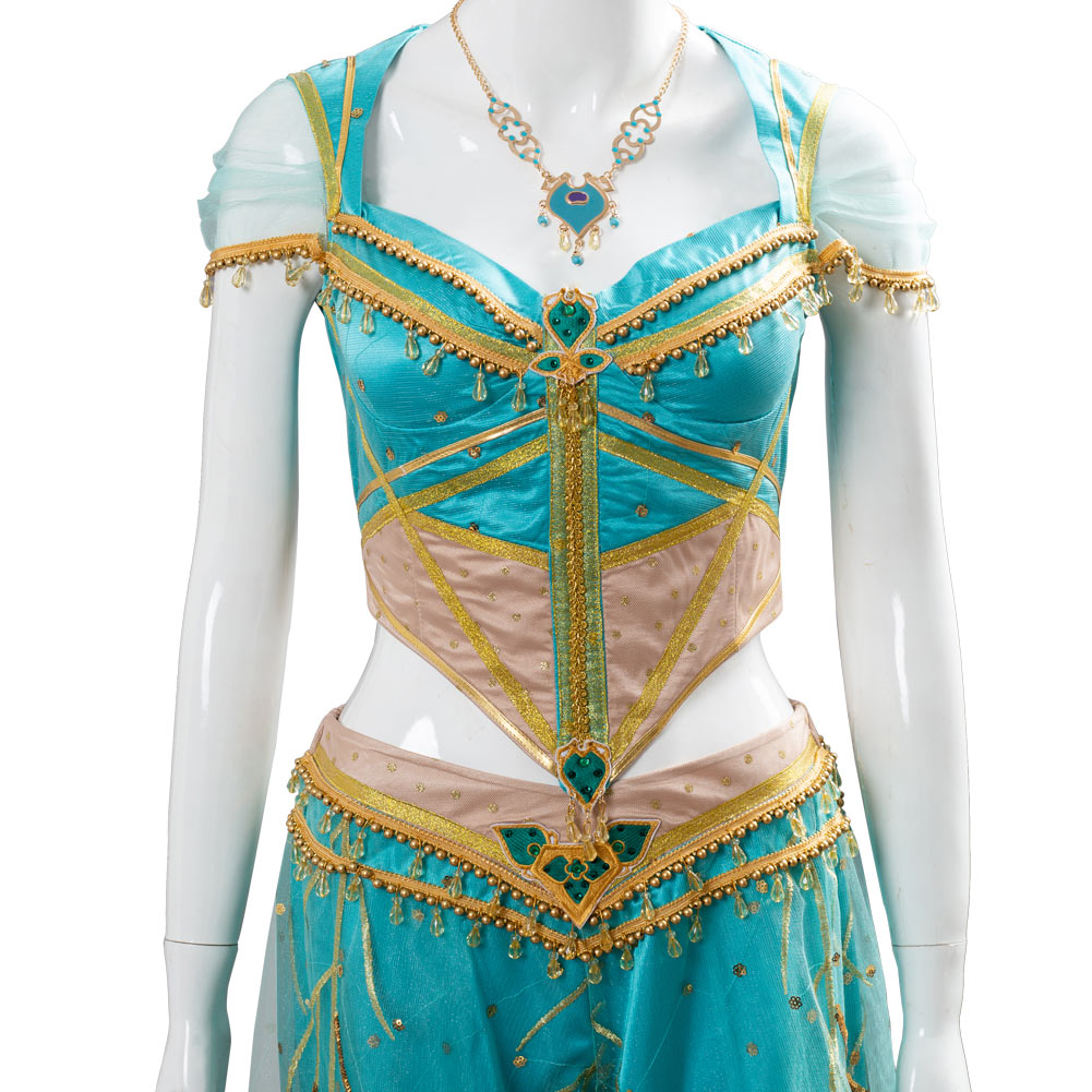 Aladdin Naomi Scott Princess Jasmine Peacock Cosplay Costume Festival Party Outfit
