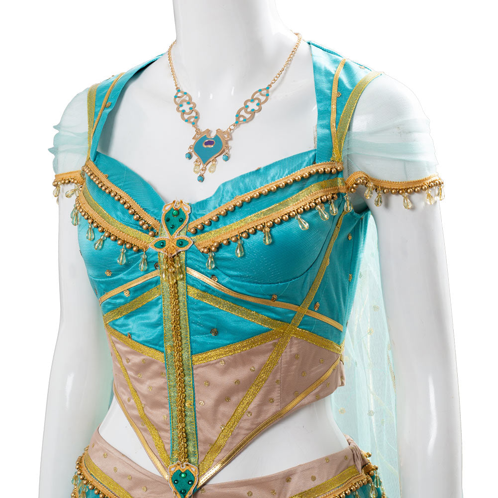 Aladdin Naomi Scott Princess Jasmine Peacock Cosplay Costume Festival Party Outfit