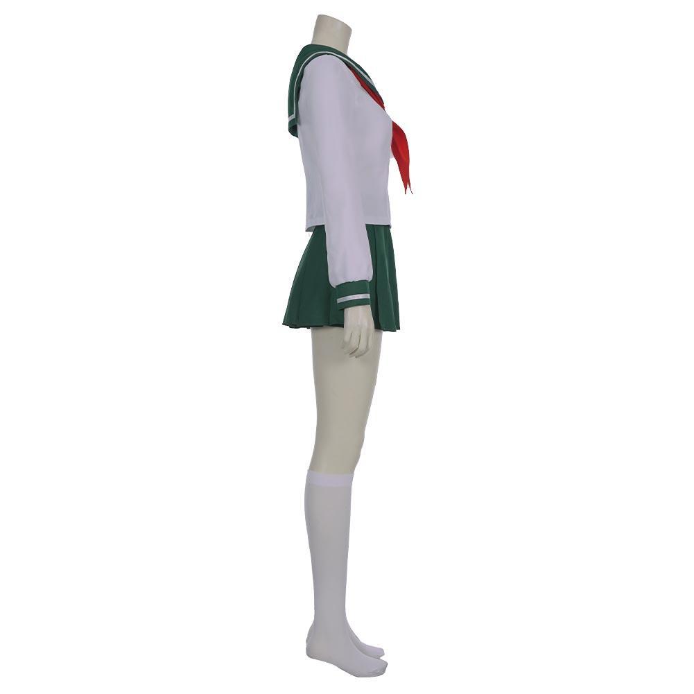 InuYasha Kagome Higurashi Women Girls Uniform Skirt Outfit Cosplay Costume Halloween Carnival Costume