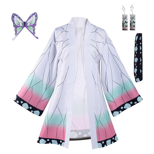 Kimetsu no Yaiba Kochou Shinobu Cosplay Costume Cloak Earings Belt Outfits Halloween Carnival Suit
