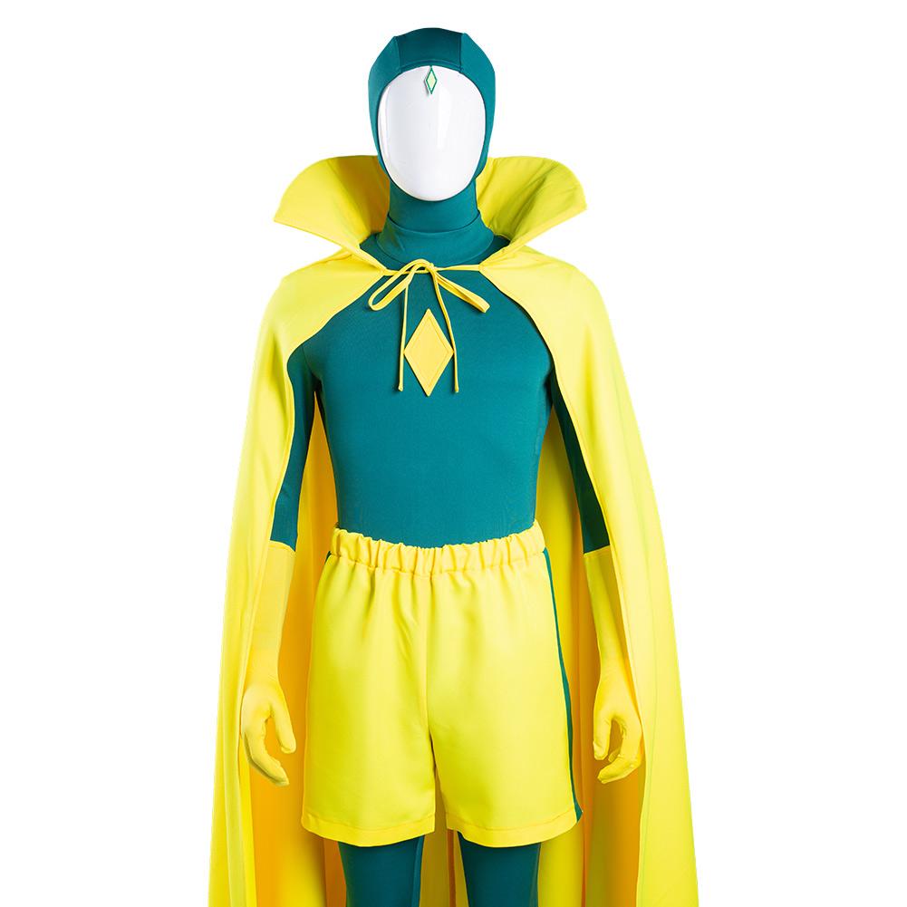 WandaVision Vision Jumpsuit Cloak Outfits Cosplay Costume Halloween Carnival Suit