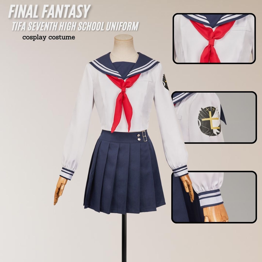 Final Fantasy VII Tifa Seventh High School Uniform JK Outfits Halloween Carnival Party Cosplay Costume