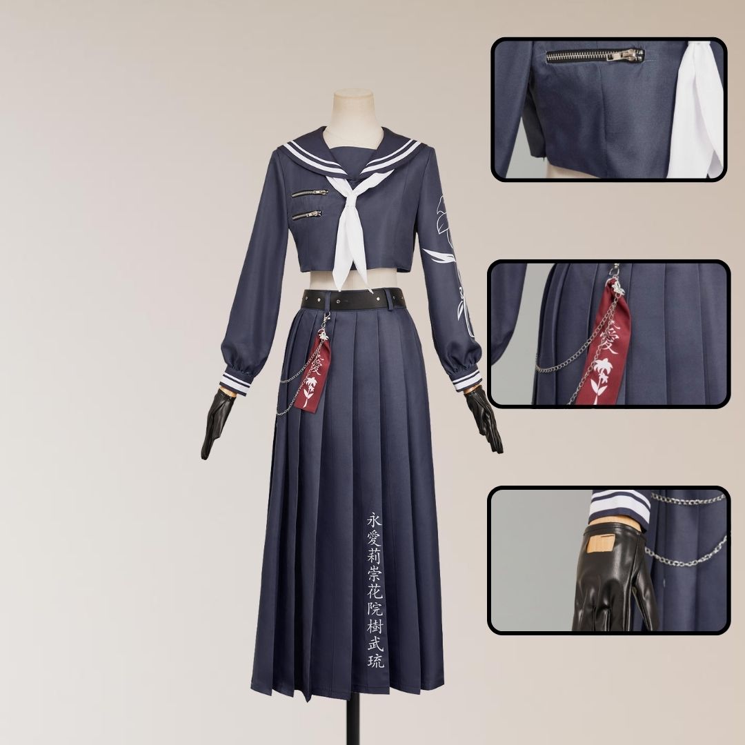 Final Fantasy VII Aerith Seventh High Team Cetra Uniform JK Outfits Halloween Carnival Party Cosplay Costume