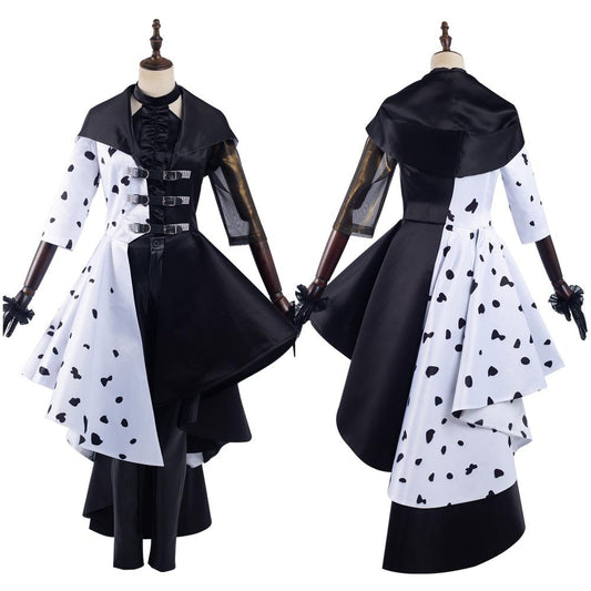 Cruella Cruella de Vil Cosplay Costume Dress Outfits Halloween Carnival Suit