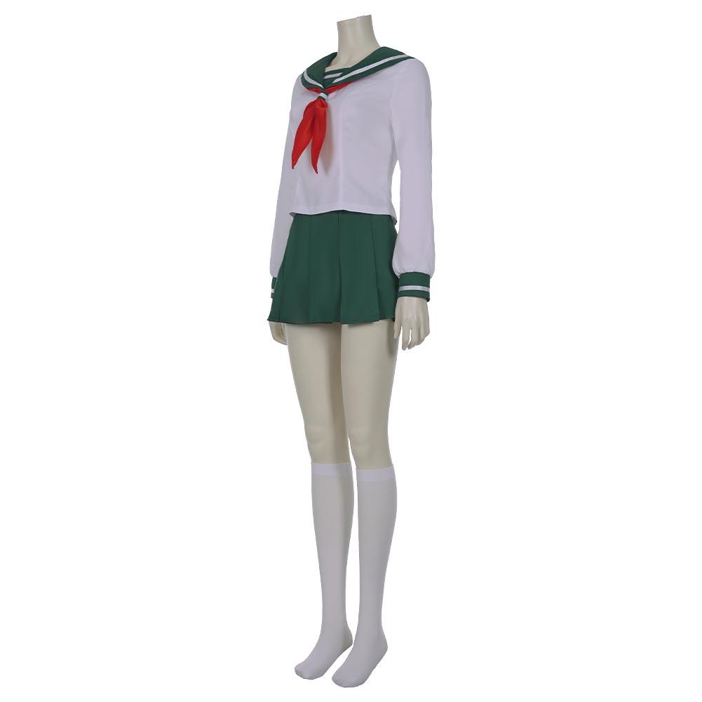 InuYasha Kagome Higurashi Women Girls Uniform Skirt Outfit Cosplay Costume Halloween Carnival Costume