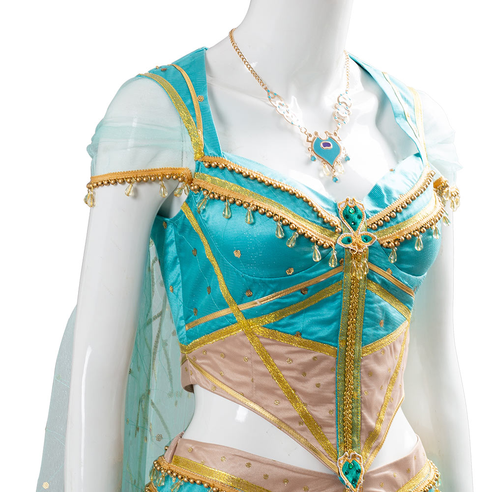 Aladdin Naomi Scott Princess Jasmine Peacock Cosplay Costume Festival Party Outfit