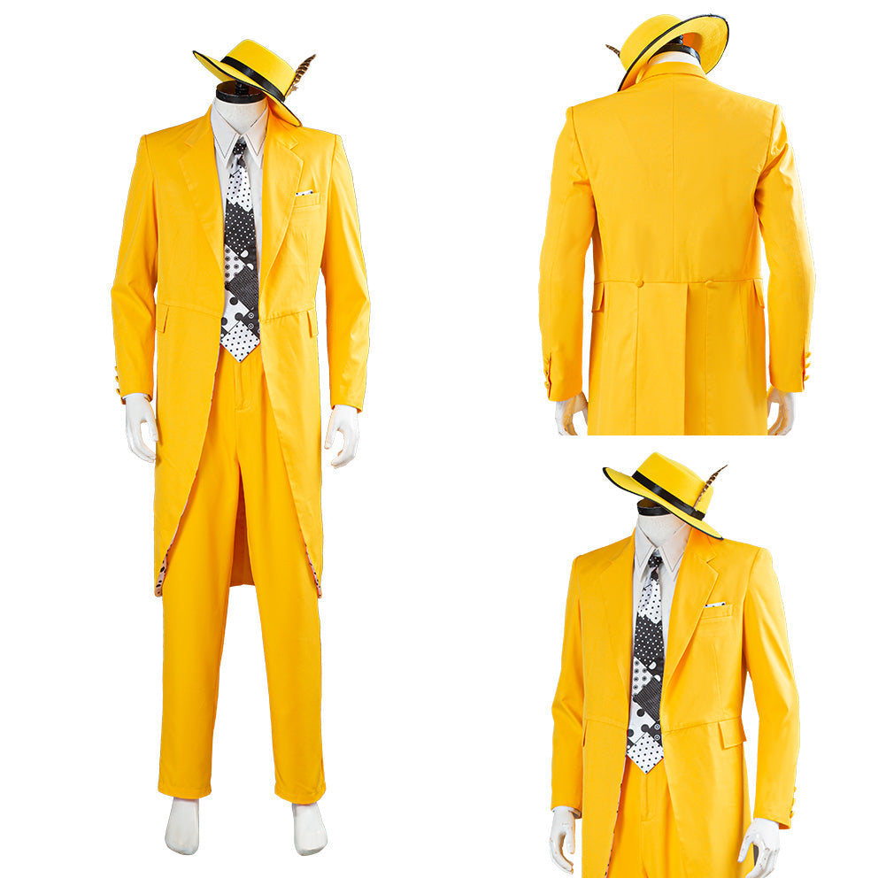 The Mask Jim Carrey Stanley Ipkiss Yellow Cosplay Costume Outfits Halloween Carnival Suit