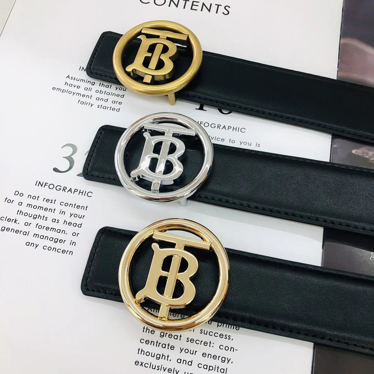 Men's Big Brand Belt Letter Buckle Smooth Buckle Casual All-match Teenager Internet-famous Same-style Belt