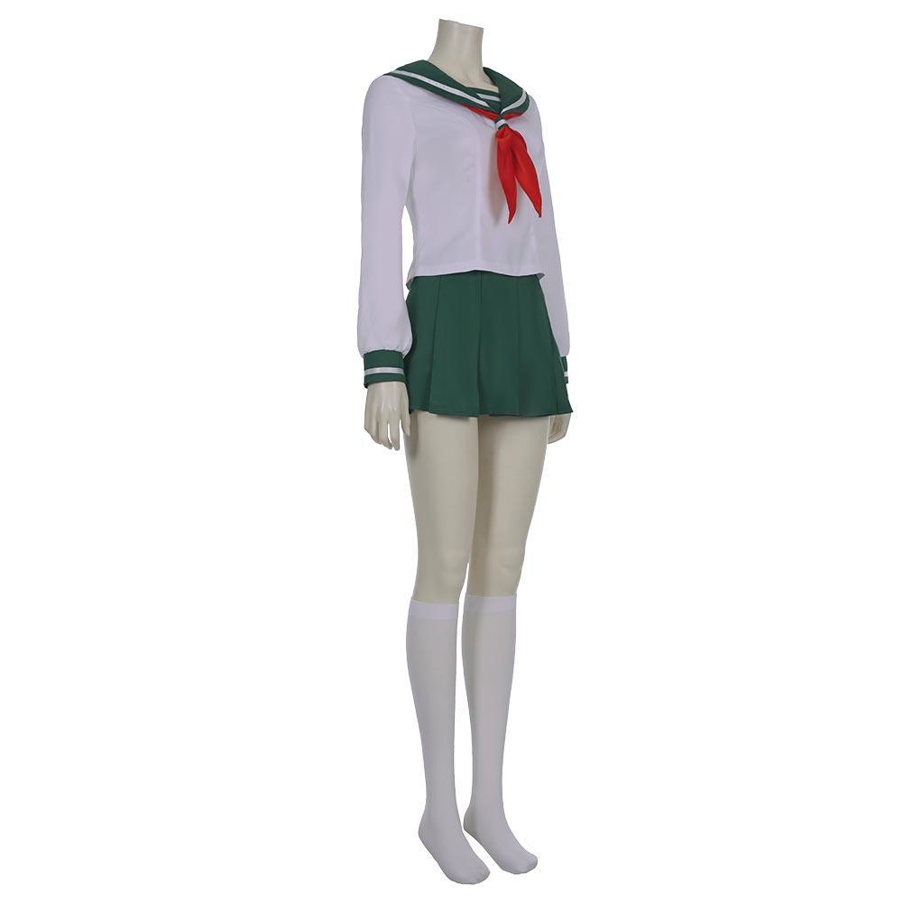 InuYasha Kagome Higurashi Women Girls Uniform Skirt Outfit Cosplay Costume Halloween Carnival Costume