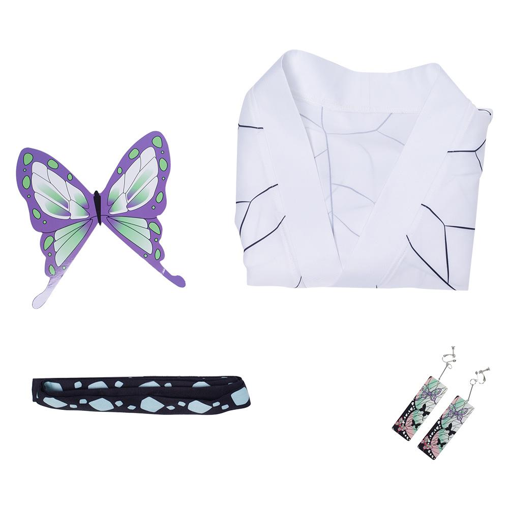Kimetsu no Yaiba Kochou Shinobu Cosplay Costume Cloak Earings Belt Outfits Halloween Carnival Suit