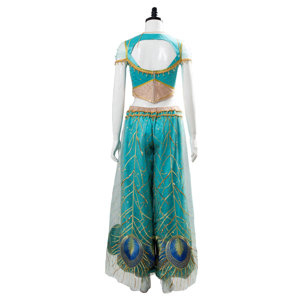 Aladdin Naomi Scott Princess Jasmine Peacock Cosplay Costume Festival Party Outfit