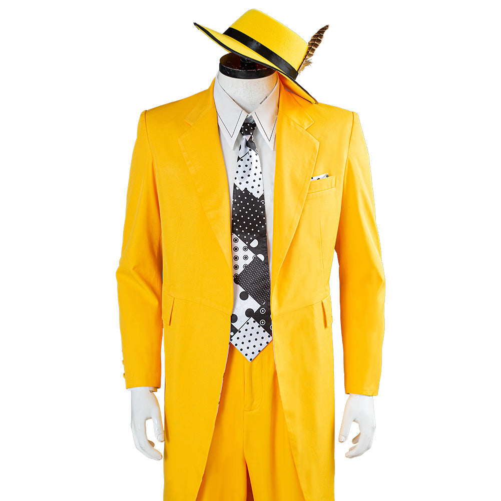The Mask Jim Carrey Stanley Ipkiss Yellow Cosplay Costume Outfits Halloween Carnival Suit