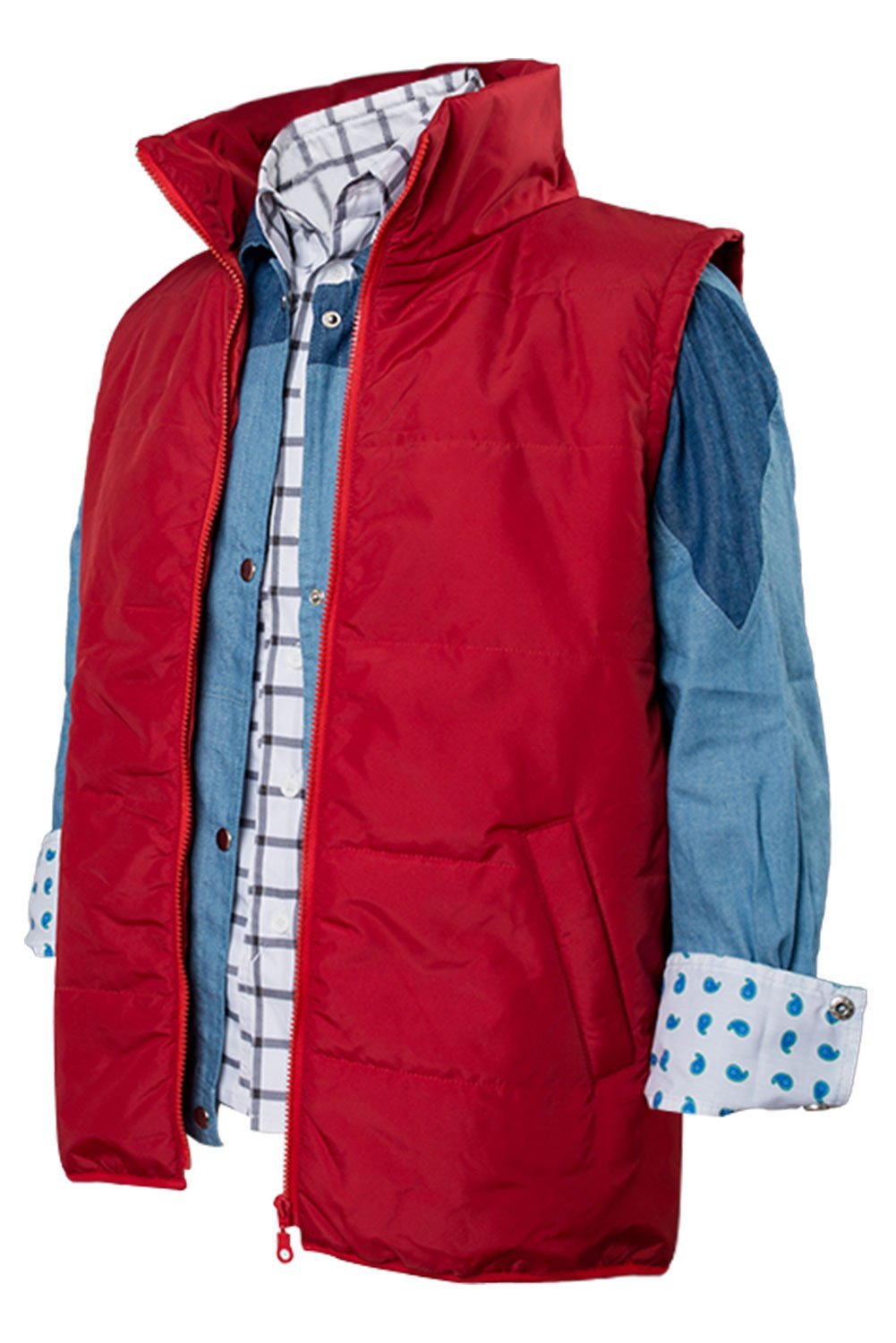 Back To The Future Marty McFly  Red Waistcoat Cosplay Costume Halloween Carnival Suit