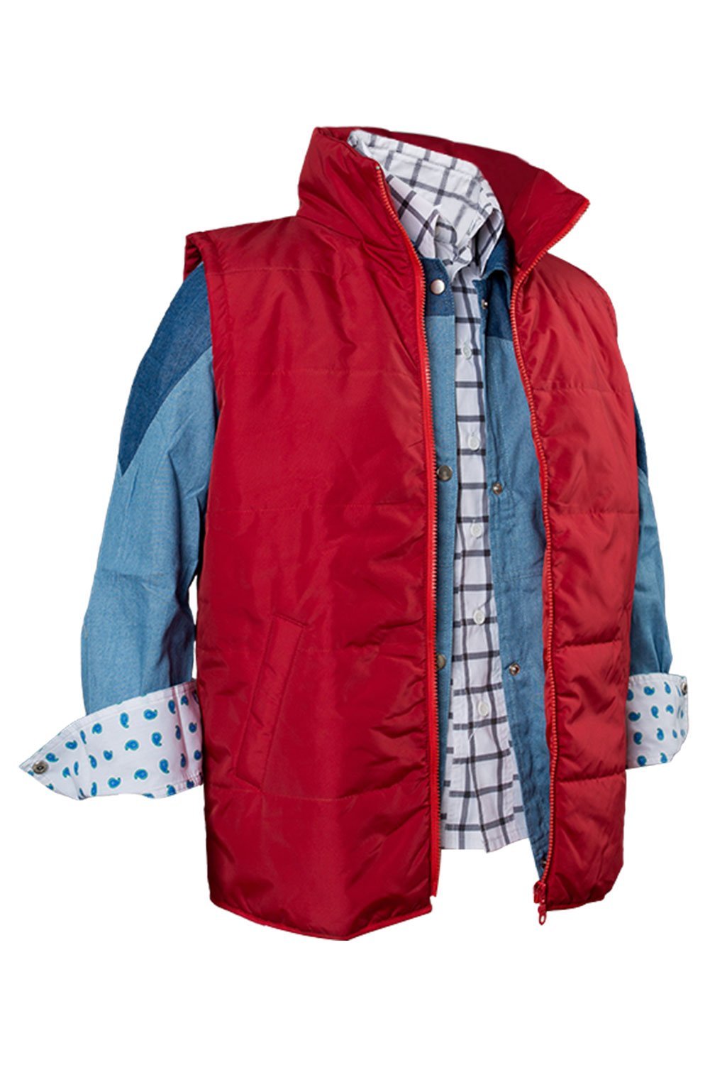 Back To The Future Marty McFly  Red Waistcoat Cosplay Costume Halloween Carnival Suit