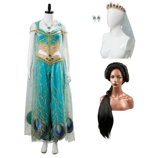 Aladdin Naomi Scott Princess Jasmine Peacock Cosplay Costume Festival Party Outfit