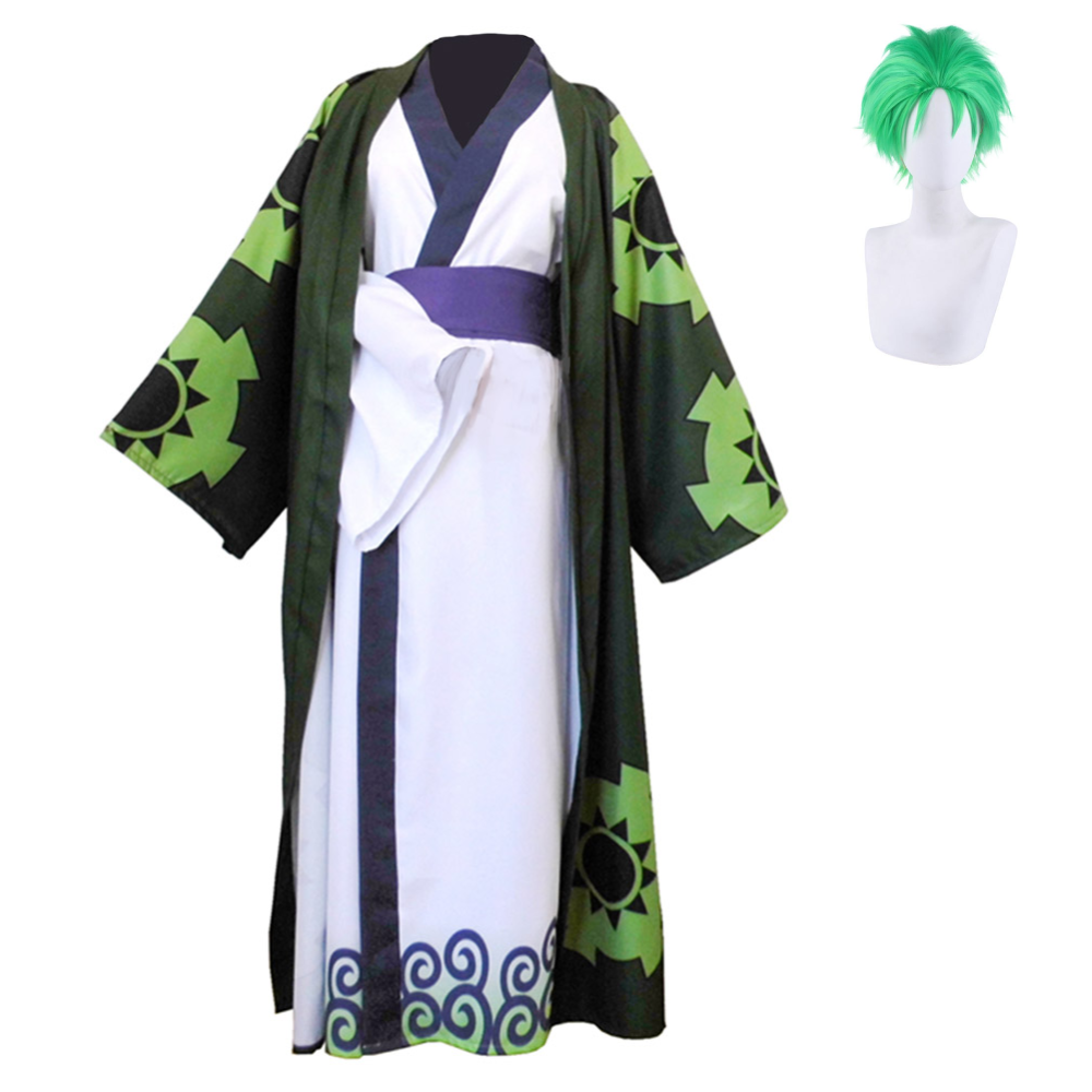 One Piece Roronoa Zoro Cosplay Costume Kimono Robe Outfits Halloween Party Suit