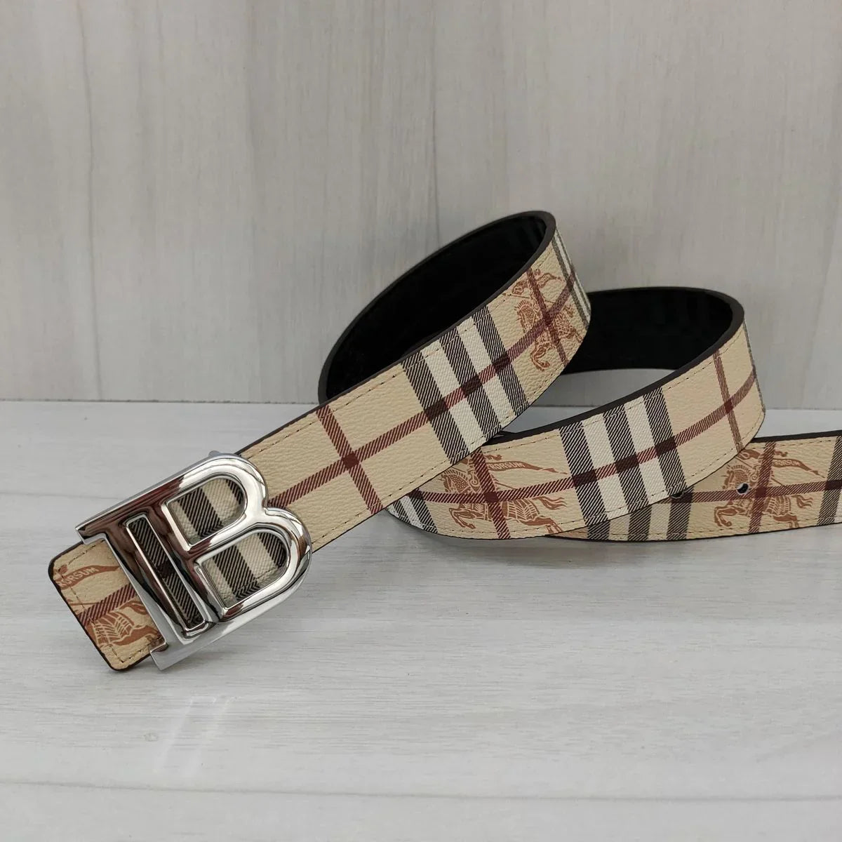 Men's Big Brand Belt Letter Buckle Smooth Buckle Casual All-match Teenager Internet-famous Same-style Belt