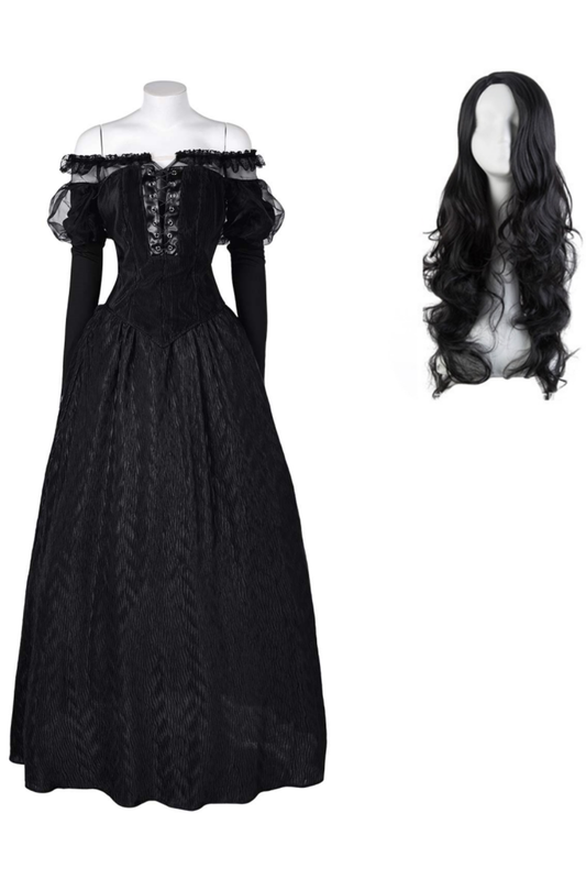 Beetlejuice 2024 Delores Black Organza Dress Outfits Halloween Carnival Suit Cosplay Costume