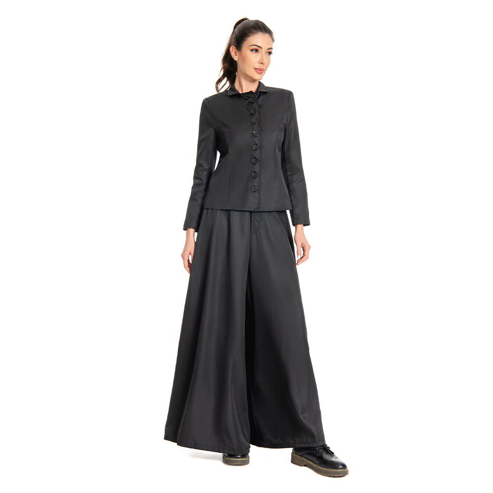 Beetlejuice 2024 Lydia Deetz Black Dress Outfits Halloween Carnival Suit Cosplay Costume