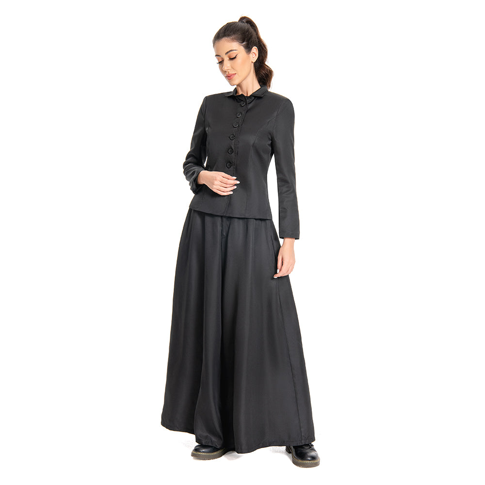 Beetlejuice 2024 Lydia Deetz Black Dress Outfits Halloween Carnival Suit Cosplay Costume