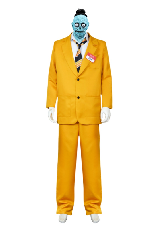 Beetlejuice Shrunken Head Bob Shrinker Yellow Suit Outfits Halloween Carnival Suit Cosplay Costume