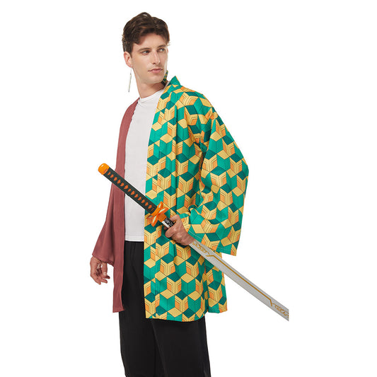 Demon Slayer Tomioka Giyuu Halloween Carnival Suit Cosplay Costume with Earrings Belt