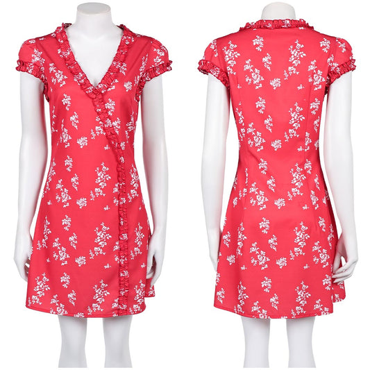 Fleabag Season 2 Fleabag Women Red Printed Dress Halloween Carnival Party Cosplay Costume