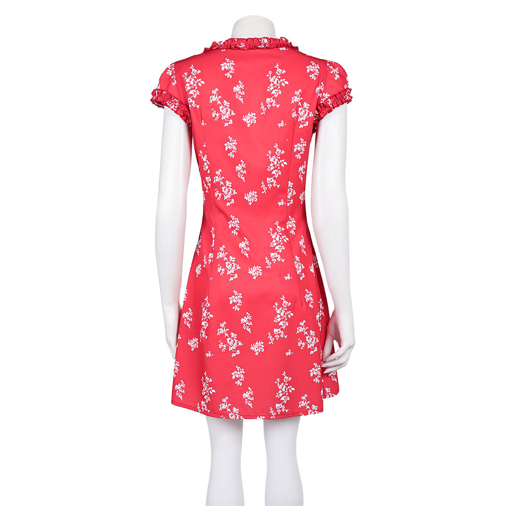 Fleabag Season 2 Fleabag Women Red Printed Dress Halloween Carnival Party Cosplay Costume