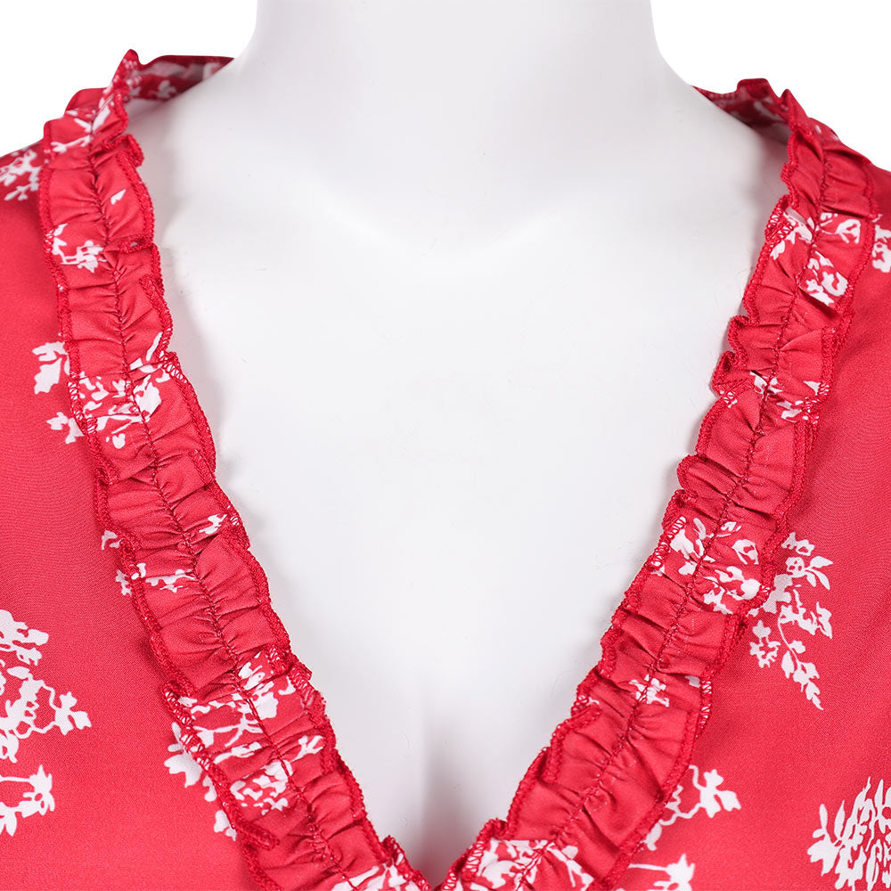 Fleabag Season 2 Fleabag Women Red Printed Dress Halloween Carnival Party Cosplay Costume