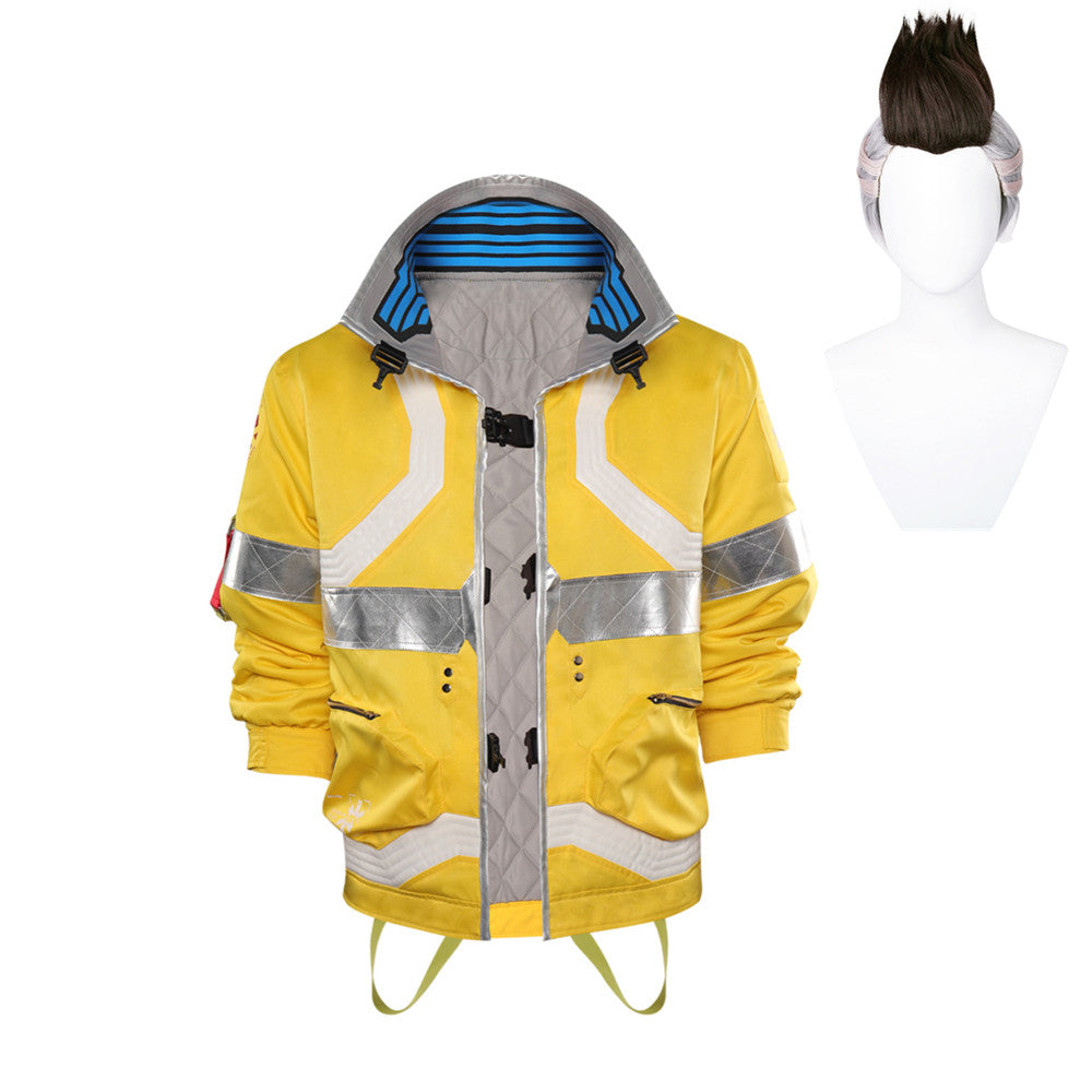 Cyberpunk David Martinez Yellow Coat Outfits Halloween Carnival Suit Cosplay Costume