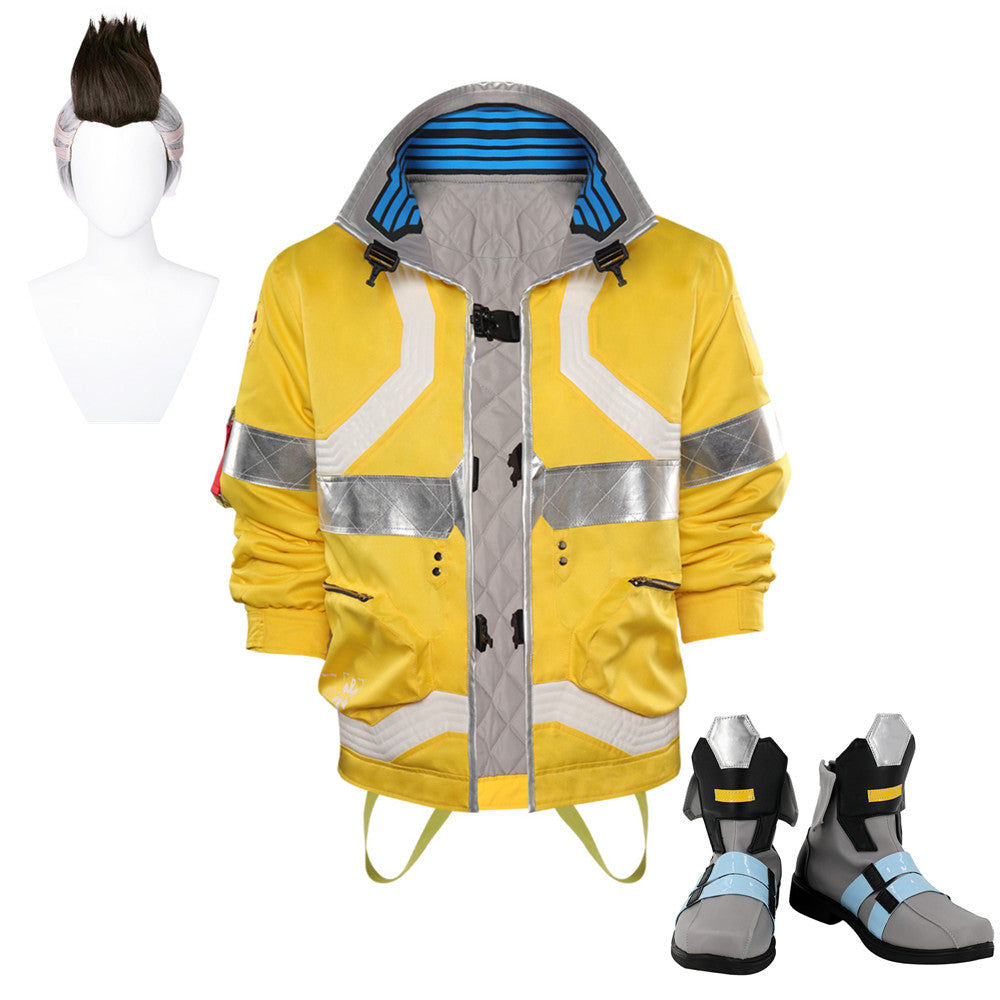 Cyberpunk David Martinez Yellow Coat Outfits Halloween Carnival Suit Cosplay Costume
