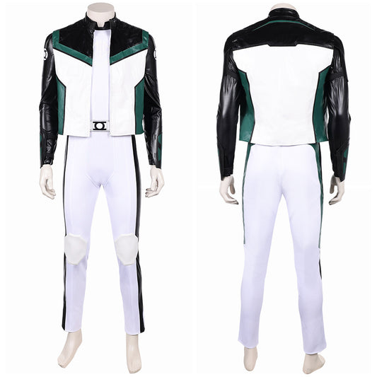 Guy Gardner Green Lantern Uniform Leather Jacket Jumpsuit Set Halloween Carnival Party Cosplay Costume
