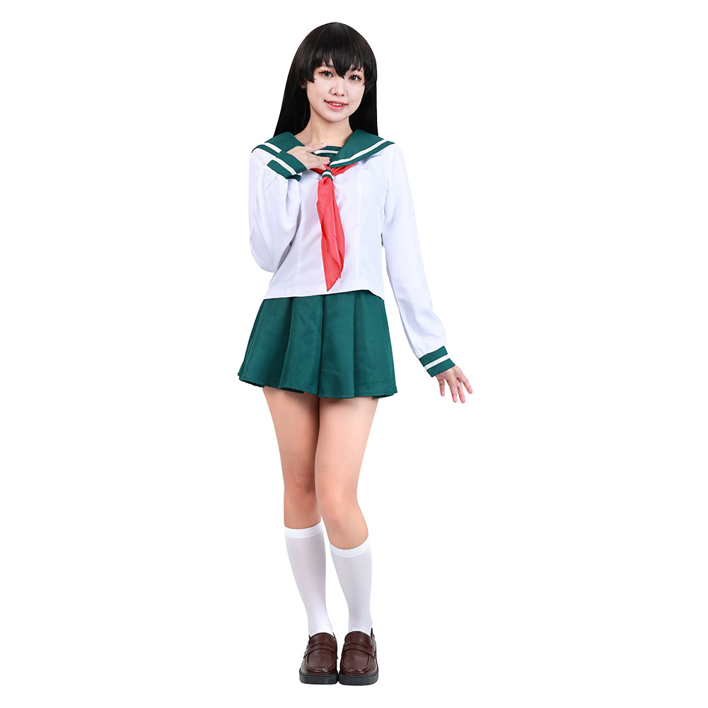 InuYasha Kagome Higurashi Women Girls Uniform Skirt Outfit Cosplay Costume Halloween Carnival Costume