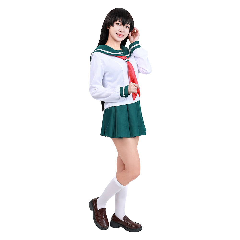 InuYasha Kagome Higurashi Women Girls Uniform Skirt Outfit Cosplay Costume Halloween Carnival Costume