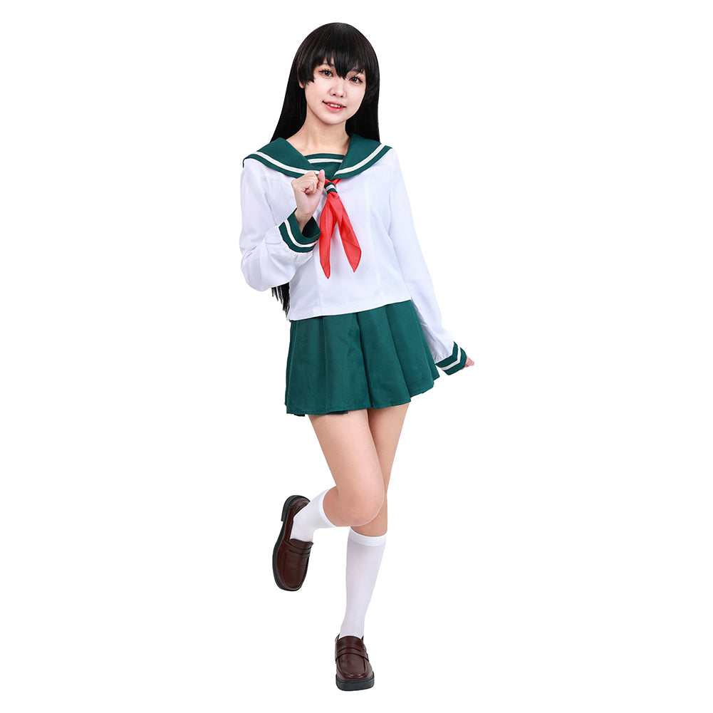 InuYasha Kagome Higurashi Women Girls Uniform Skirt Outfit Cosplay Costume Halloween Carnival Costume