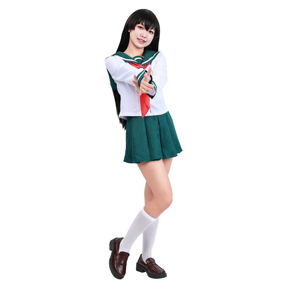 InuYasha Kagome Higurashi Women Girls Uniform Skirt Outfit Cosplay Costume Halloween Carnival Costume