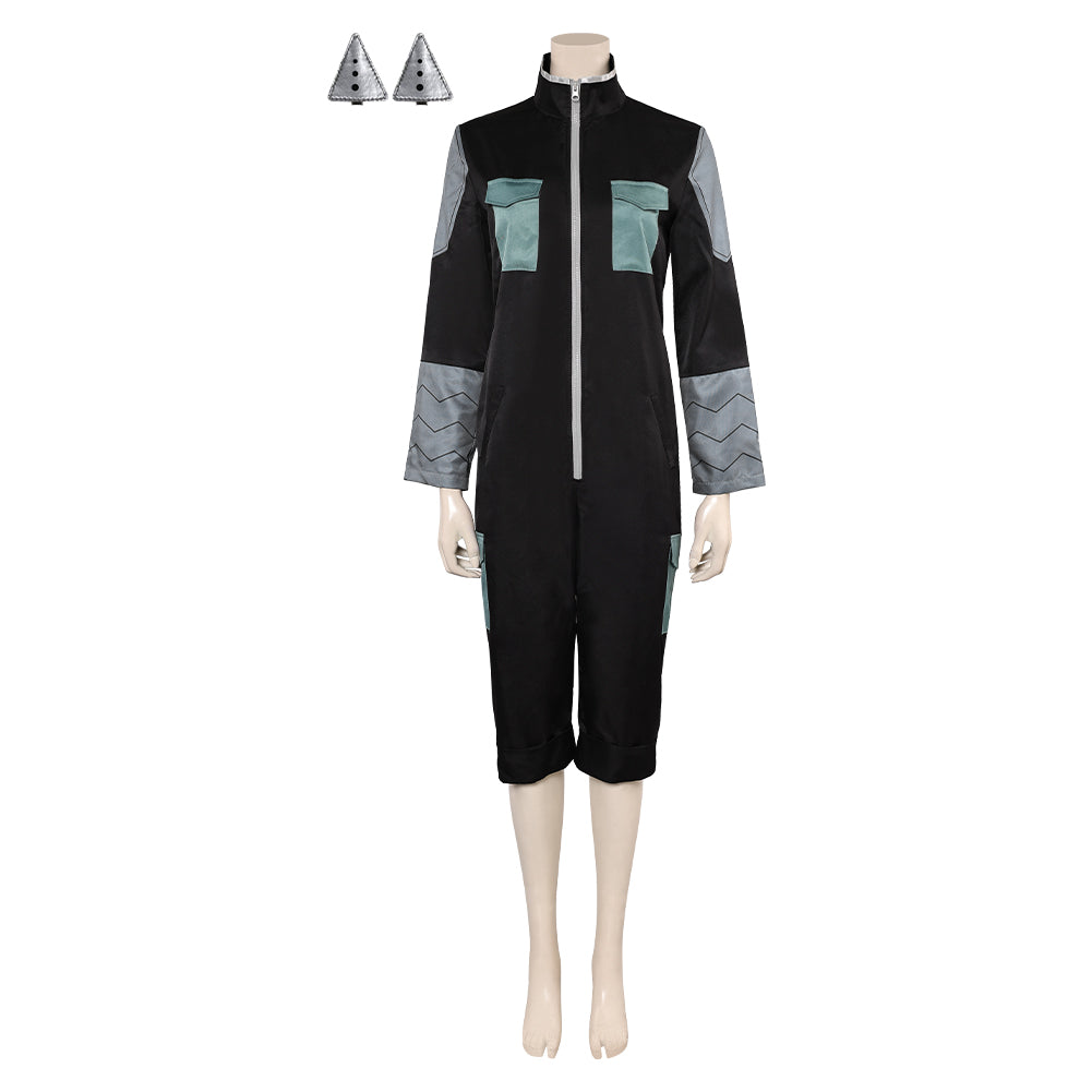 Kaiju No.8 Season 2 Ashiro Mina Woman Black Coverall Halloween Carnival Party Cosplay Costume
