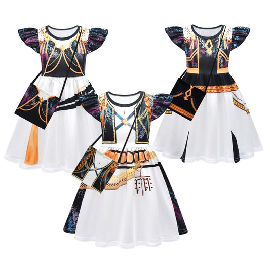 Kpop Demon Hunters Huntrix Golden Bag Dress Set For Kids Children Halloween Carnival Party Cosplay Costume