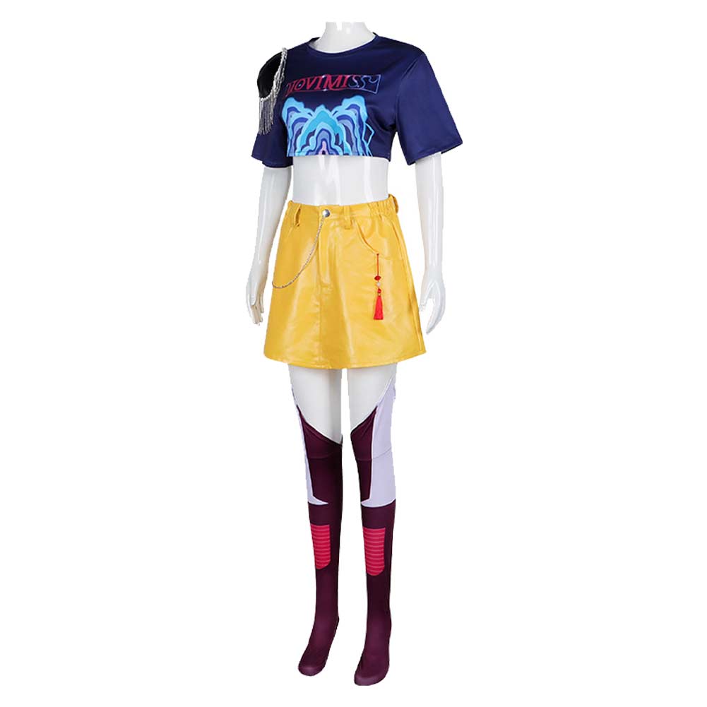 Kpop Demon Hunters Mira Black Top Skirt Stock Set Stage Outfits Halloween Carnival Party Cosplay Costume
