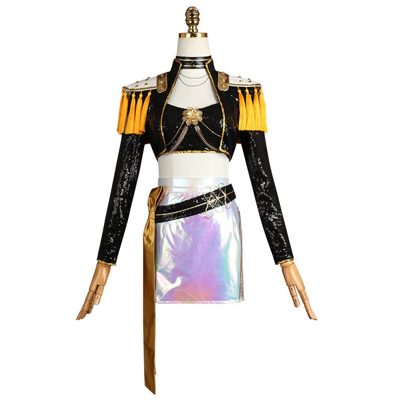 Kpop Demon Hunters Mira Golden Black Uniform Stage Outfits Halloween Carnival Party Cosplay Costume